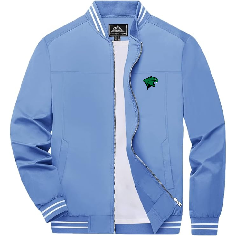 Men's Chicago State Cougars Lightweight Zip-Up Bomber Jacket with Ribbed Collar and Cuffs Versatile Casual Outerwear
