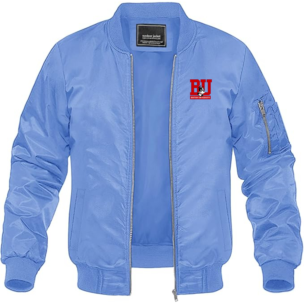 Men's Boston University Terriers Lightweight Bomber Jacket Windbreaker Softshell Varsity Jacket Coat