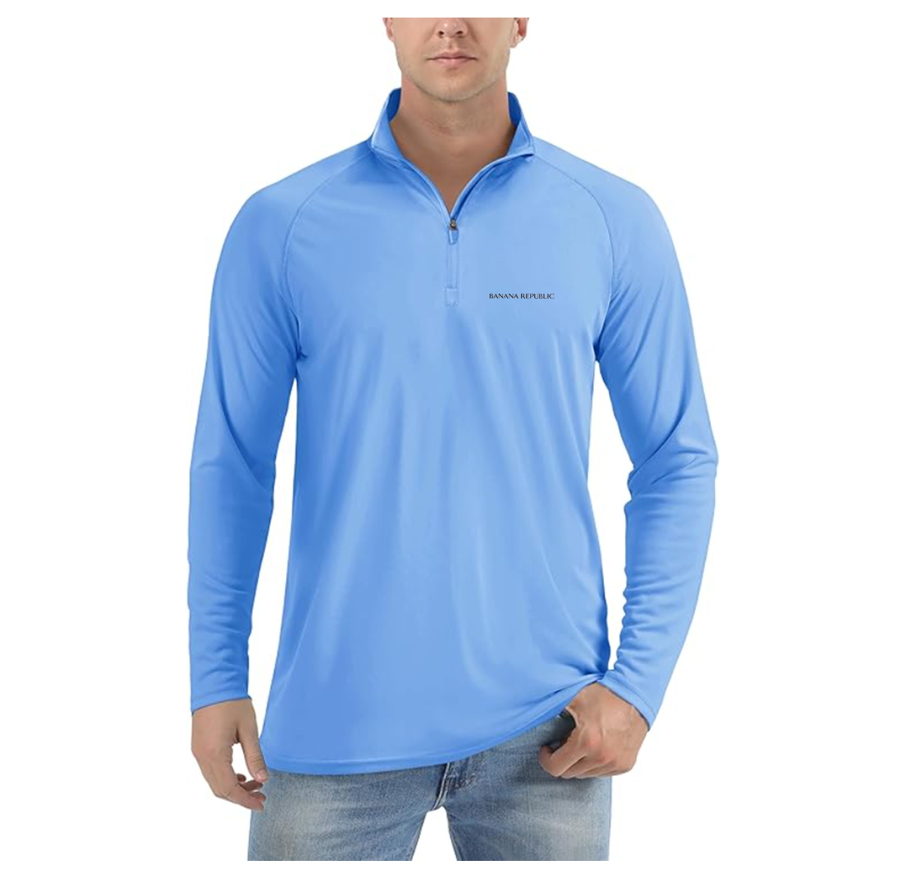 Men's Banana Republic Lightweight Quarter-Zip Athletic Shirt Long Sleeve Performance Wear