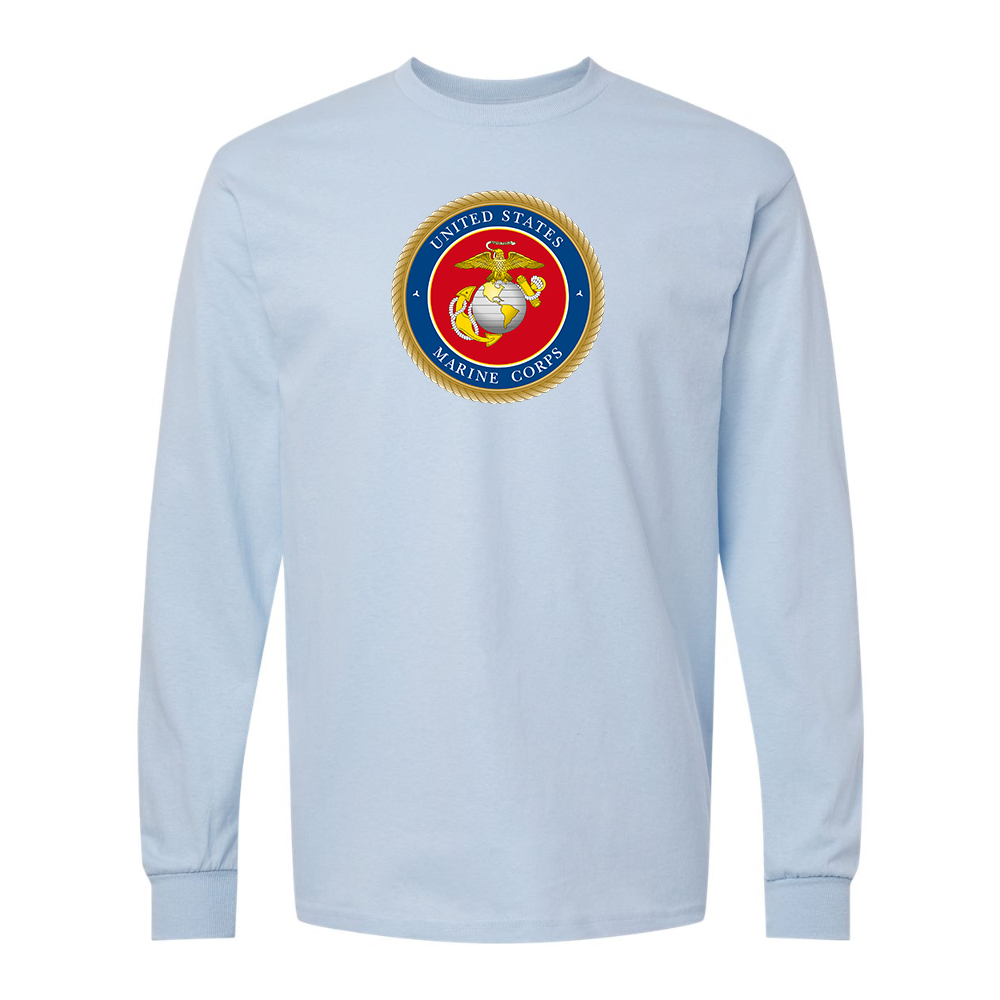 Men's  USMC Emblem  Gildan Heavy Cotton Long Sleeve T-Shirt