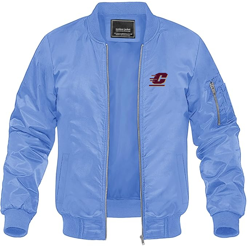 Men's Central Michigan Chippewas  Lightweight Bomber Jacket Windbreaker Softshell Varsity Jacket Coat
