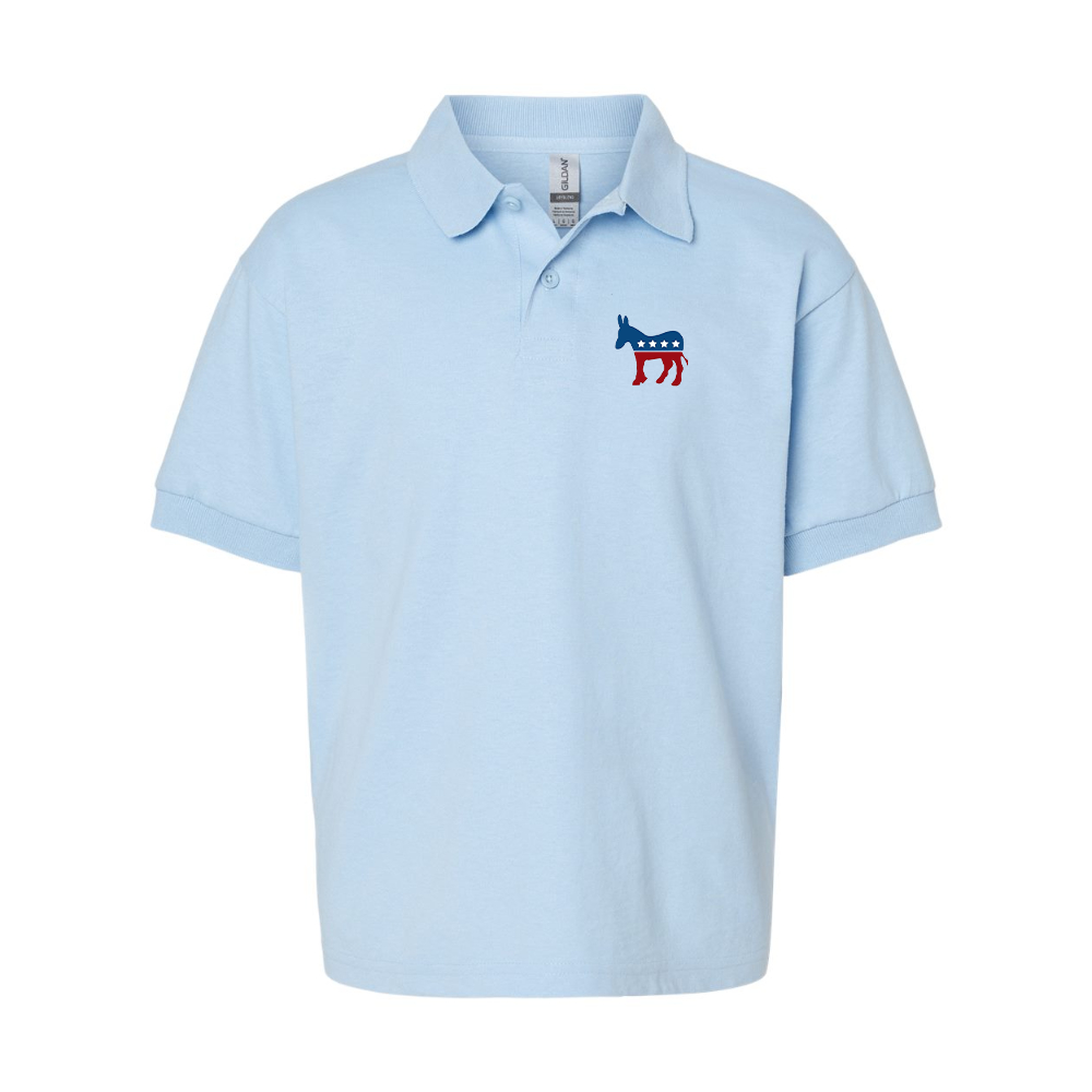 Youth Democrat Election Symbol Gildan Dry Blend Jersey Polo