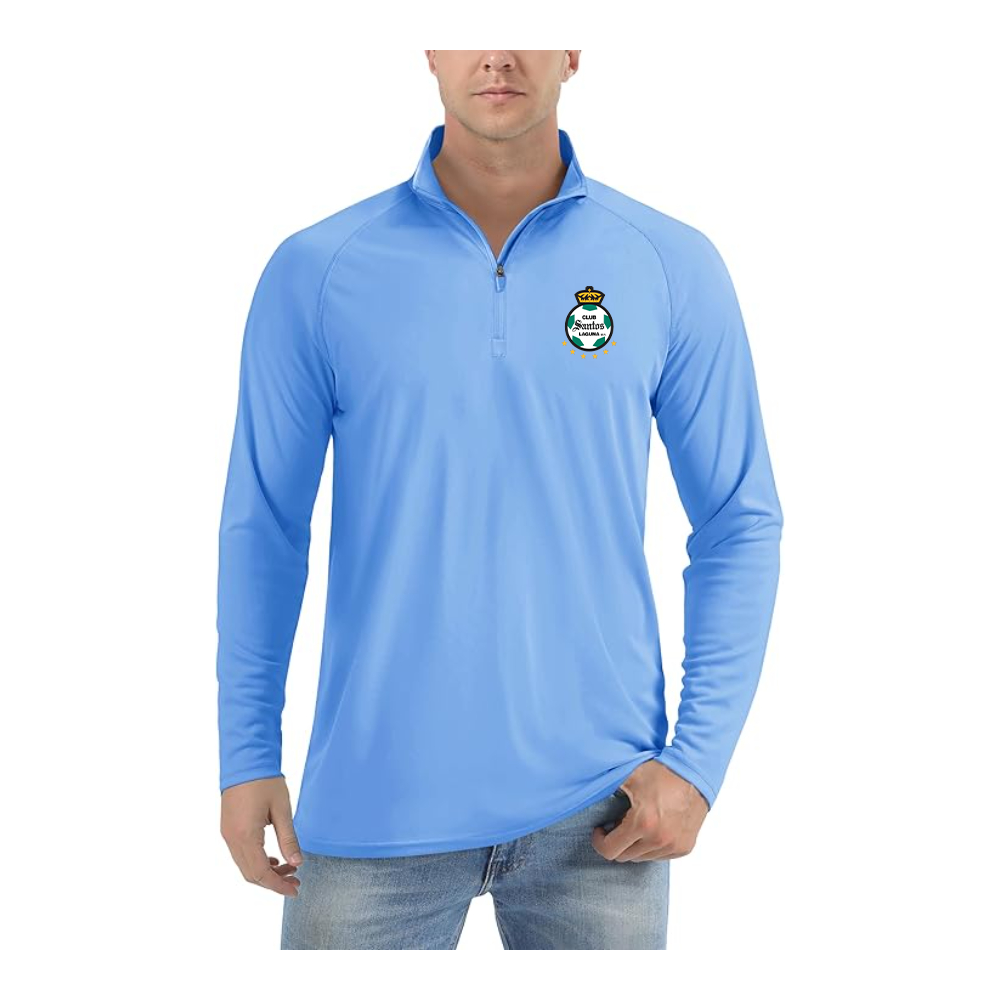 Men's Santos Laguna Soccer  Lightweight Quarter-Zip Athletic Shirt Long Sleeve Performance Wear