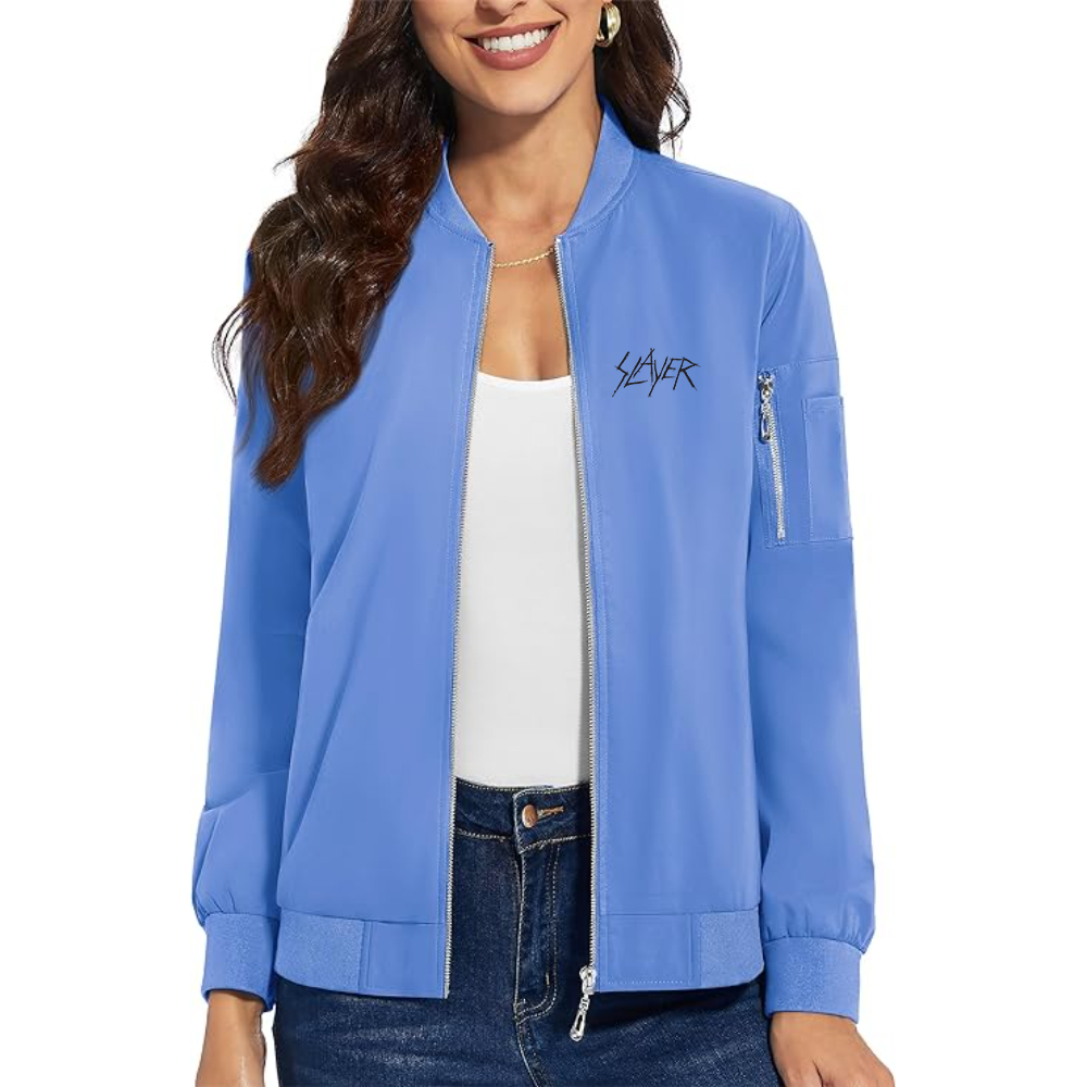 Women's  Slayer Carved Premium Bomber Jacket with Polished Detailing and Functional Sleeve Pocket Modern Luxury Outerwear