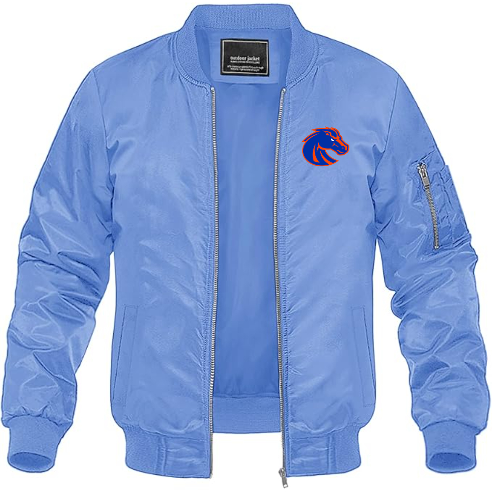 Men's Boise State Broncos  Lightweight Bomber Jacket Windbreaker Softshell Varsity Jacket Coat