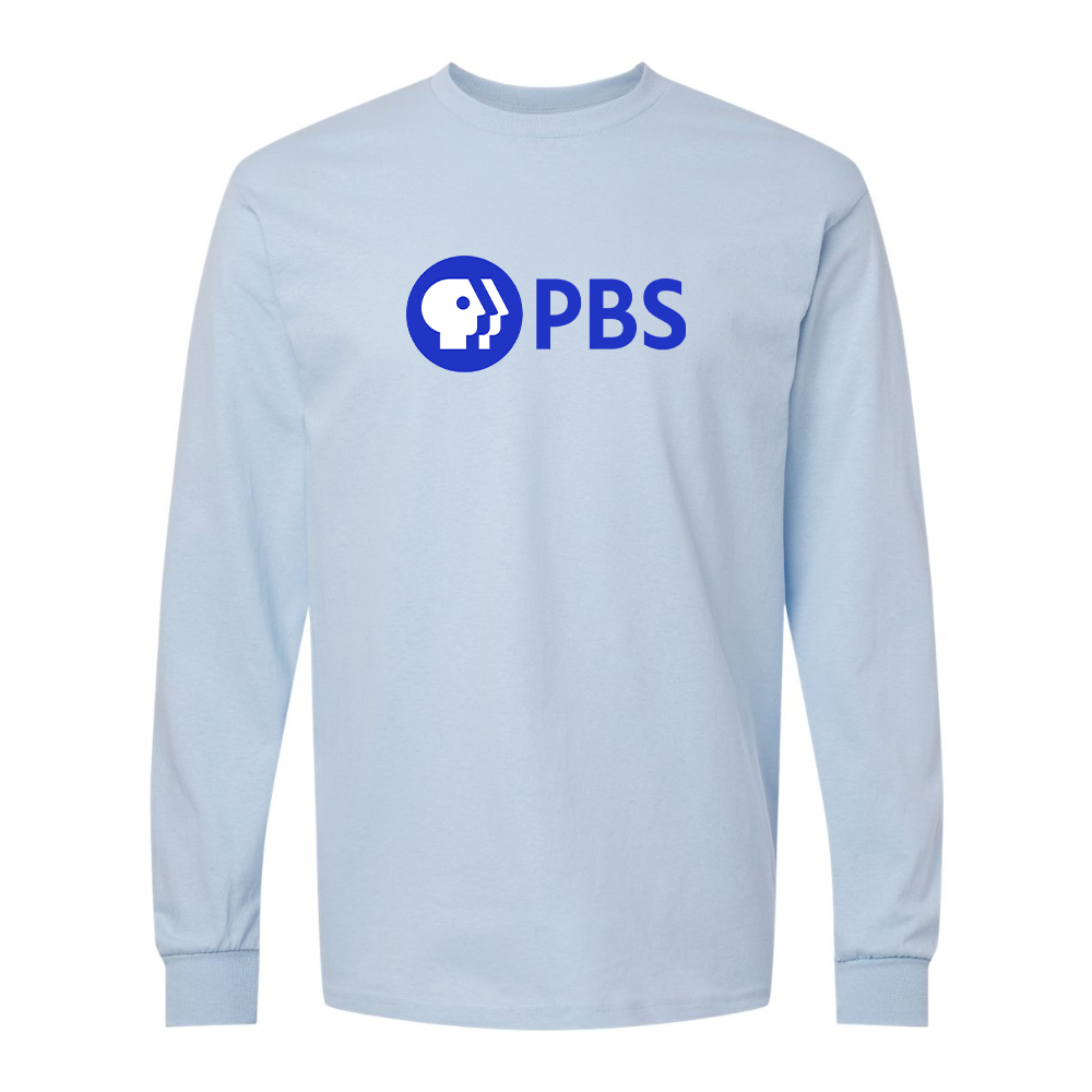 Men's PBS Blue Gildan Heavy Cotton Long Sleeve T-Shirt