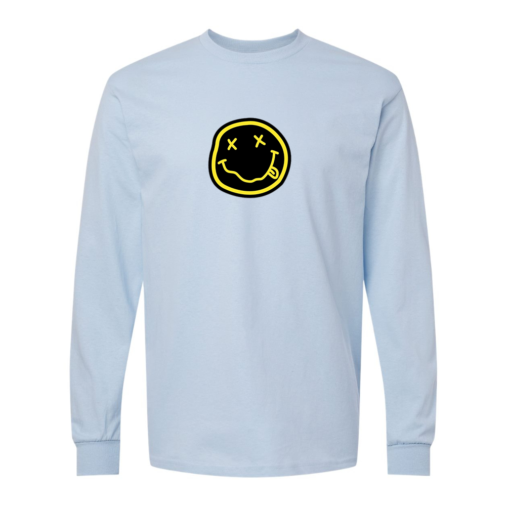 Men's Nirvana Yellow and Black Face Gildan Heavy Cotton Long Sleeve T-Shirt