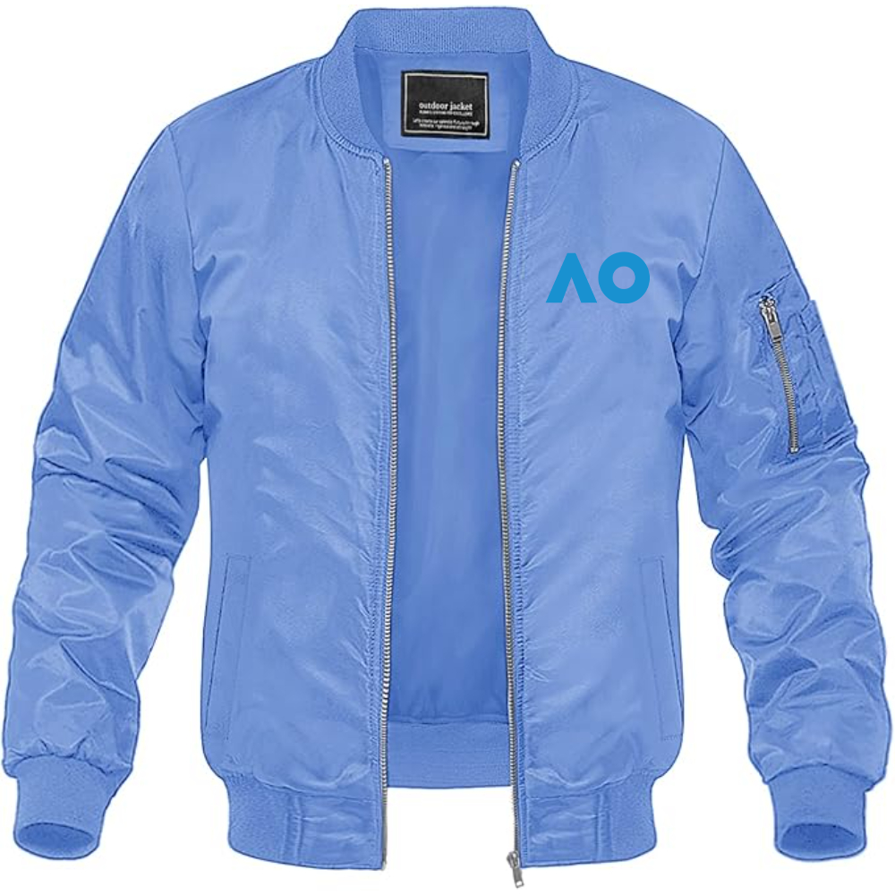 Men's Australian Open Logo Lightweight Bomber Jacket Windbreaker Softshell Varsity Jacket Coat