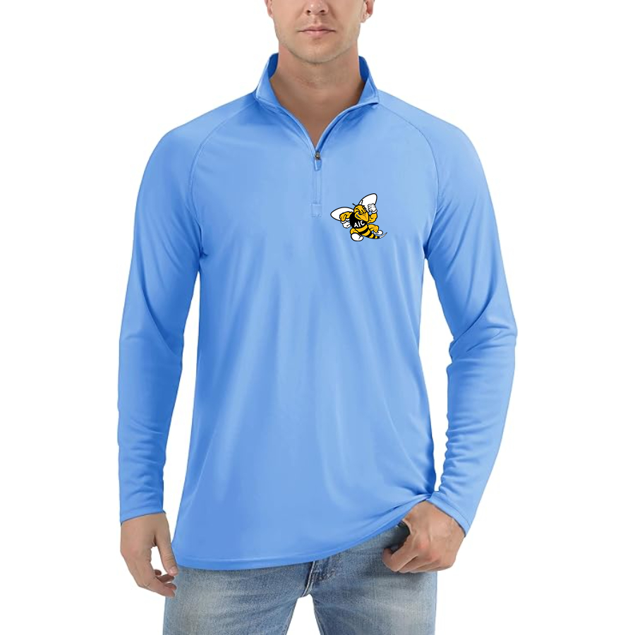 Men's AIC Yellow Jackets   Lightweight Quarter-Zip Athletic Shirt Long Sleeve Performance Wear