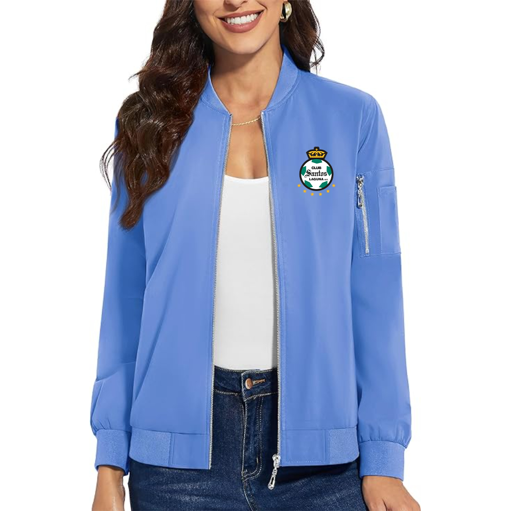 Women's Santos Laguna Soccer  Premium Bomber Jacket with Polished Detailing and Functional Sleeve Pocket Modern Luxury Outerwear