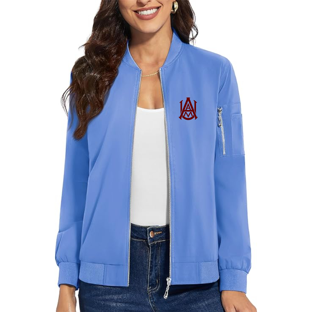 Women's Alabama AM Bulldogs  Premium Bomber Jacket with Polished Detailing and Functional Sleeve Pocket Modern Luxury Outerwear