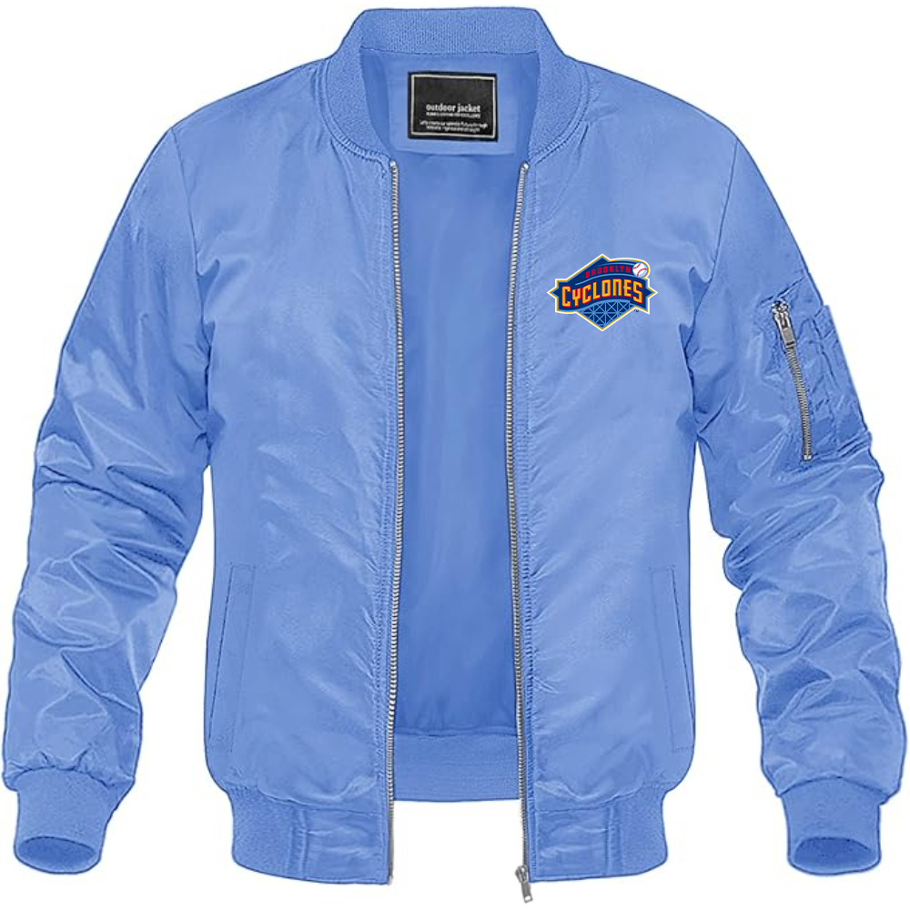 Men's  Brooklyn Cyclones Logo Lightweight Bomber Jacket Windbreaker Softshell Varsity Jacket Coat
