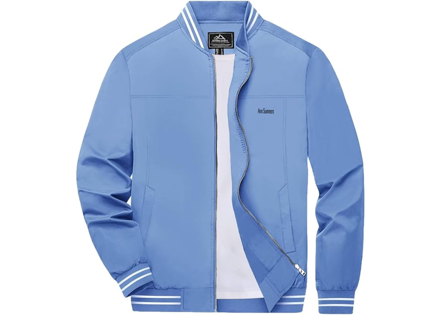 Men's Ann Summers Lightweight Zip-Up Bomber Jacket with Ribbed Collar and Cuffs Versatile Casual Outerwear