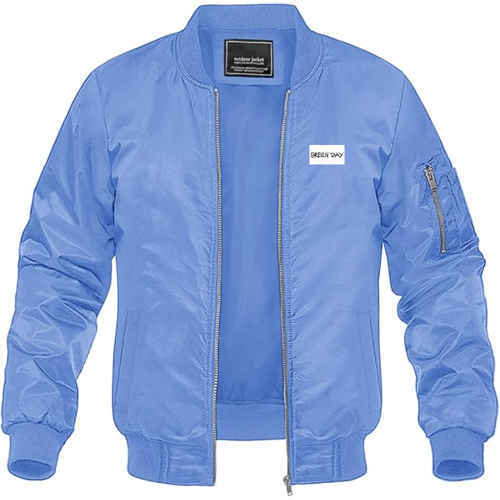 Men's Green Day Logo Lightweight Bomber Jacket Windbreaker Softshell Varsity Jacket Coat