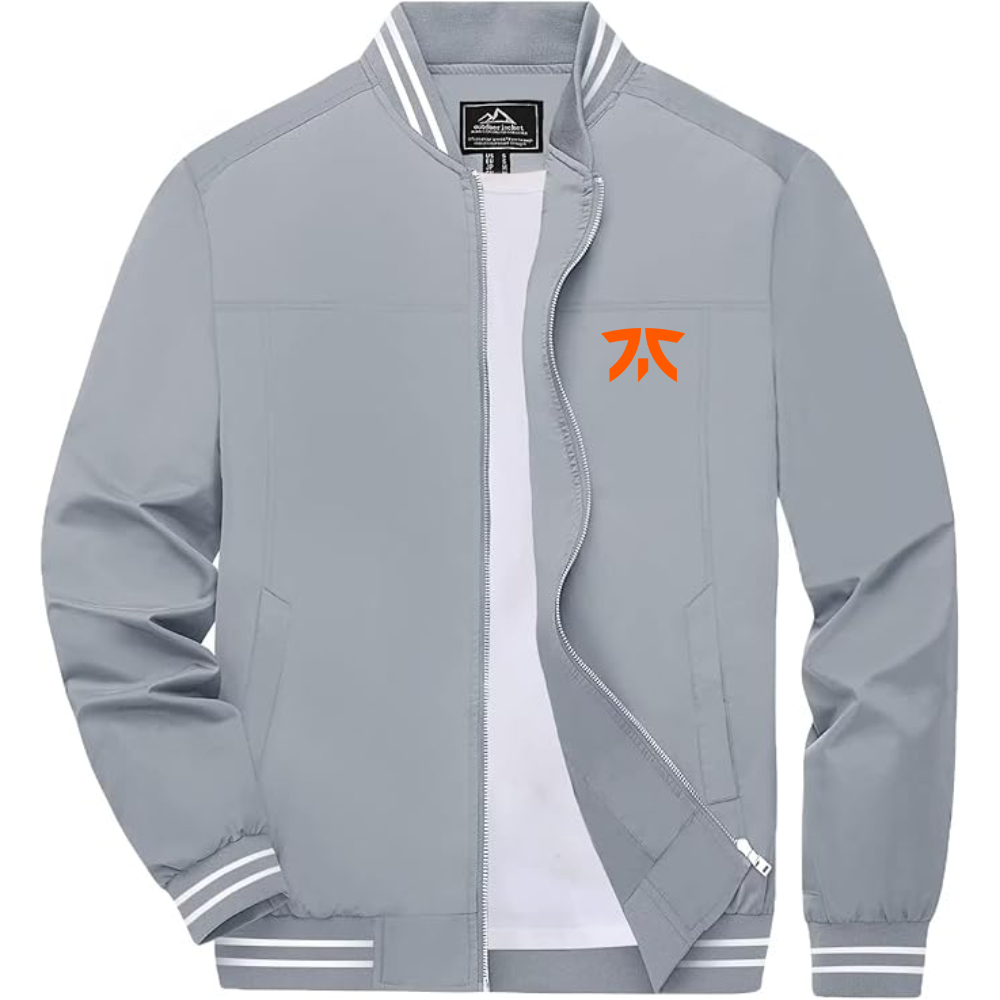 Men's Fnatic Thumbnail Lightweight Zip-Up Bomber Jacket with Ribbed Collar and Cuffs Versatile Casual Outerwear