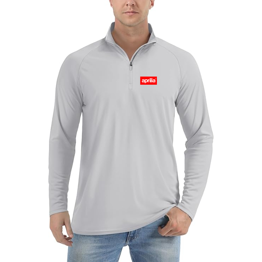 Men's Aprilia Logo  Lightweight Quarter-Zip Athletic Shirt Long Sleeve Performance Wear