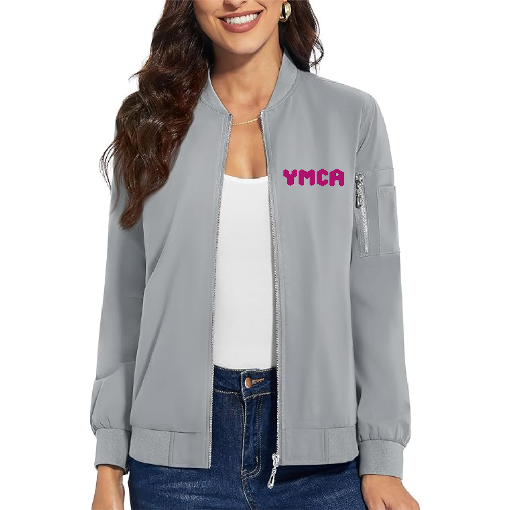 Women's YMCA Mauve Premium Bomber Jacket with Polished Detailing and Functional Sleeve Pocket Modern Luxury Outerwear