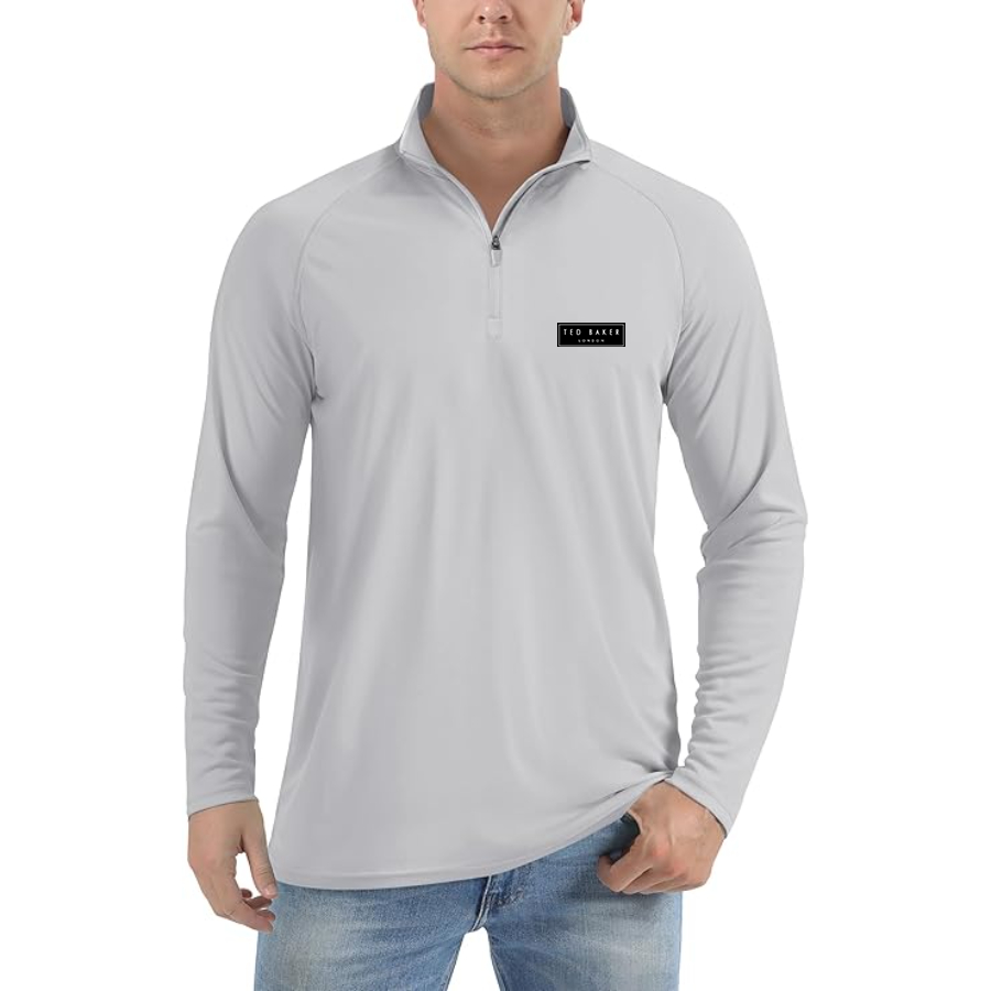 Men's  Ted Baker Lightweight Quarter-Zip Athletic Shirt Long Sleeve Performance Wear