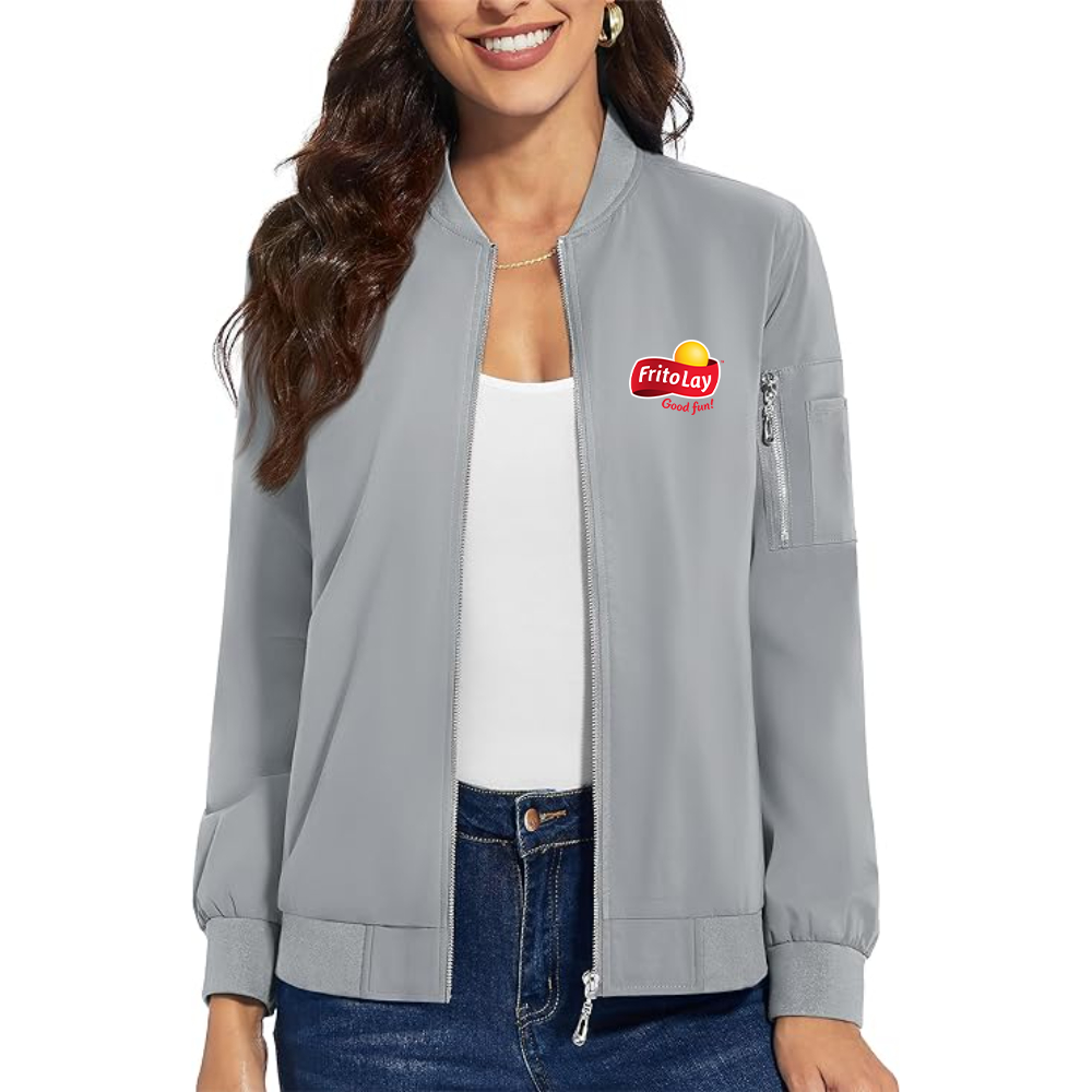 Women's Frito Lay Premium Bomber Jacket with Polished Detailing and Functional Sleeve Pocket Modern Luxury Outerwear