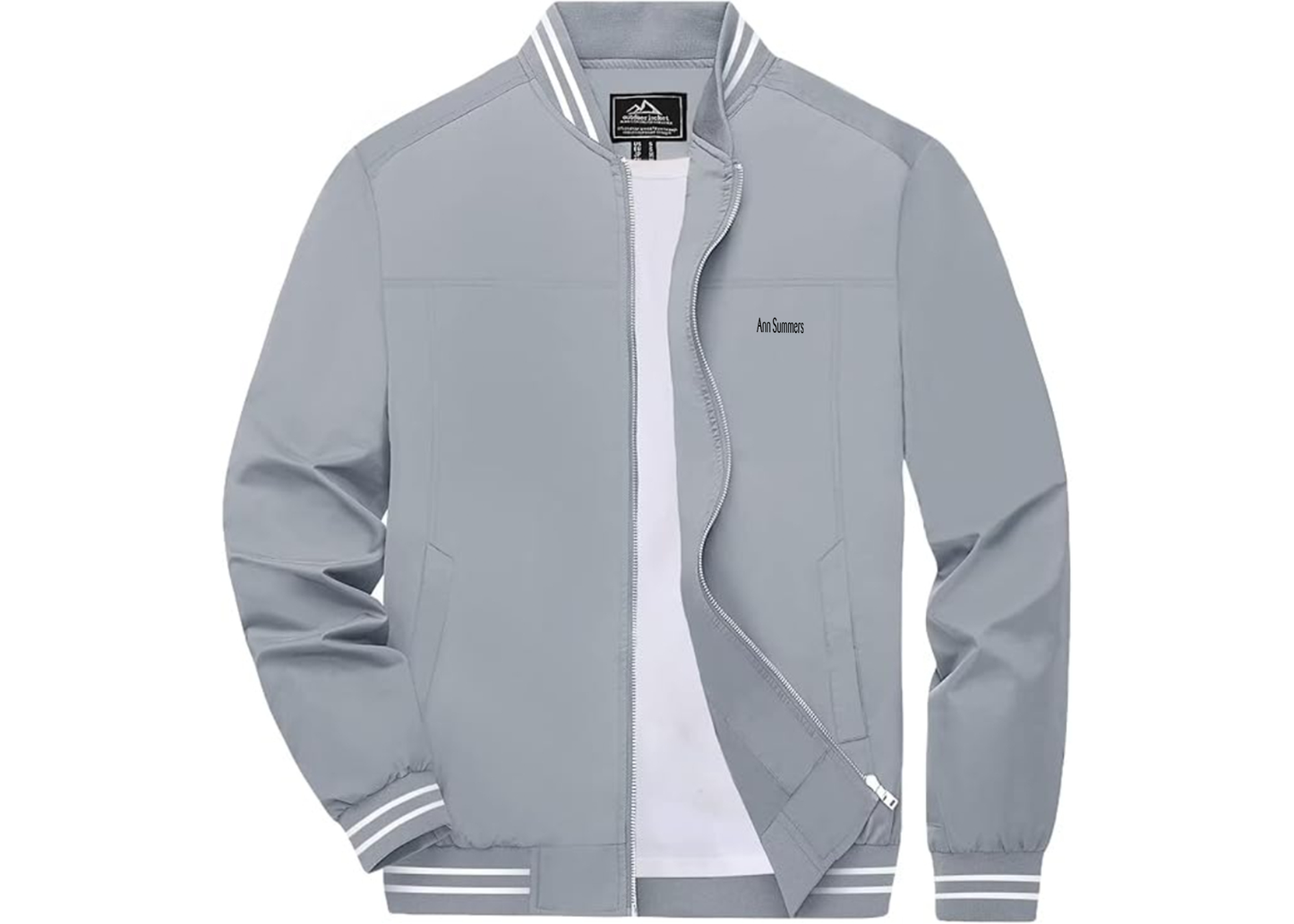 Men's Ann Summers Lightweight Zip-Up Bomber Jacket with Ribbed Collar and Cuffs Versatile Casual Outerwear