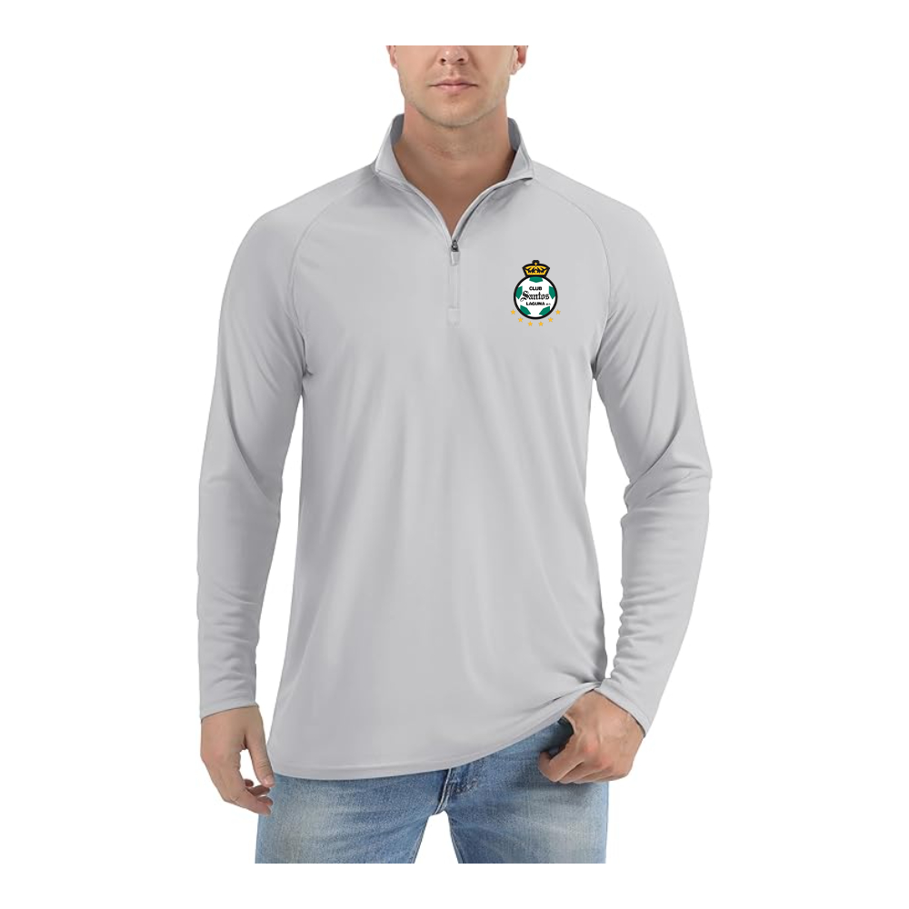 Men's Santos Laguna Soccer  Lightweight Quarter-Zip Athletic Shirt Long Sleeve Performance Wear