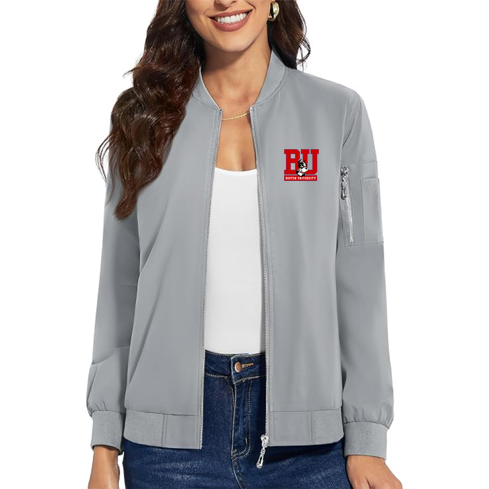 Women's Boston University Terriers  Premium Bomber Jacket with Polished Detailing and Functional Sleeve Pocket Modern Luxury Outerwear