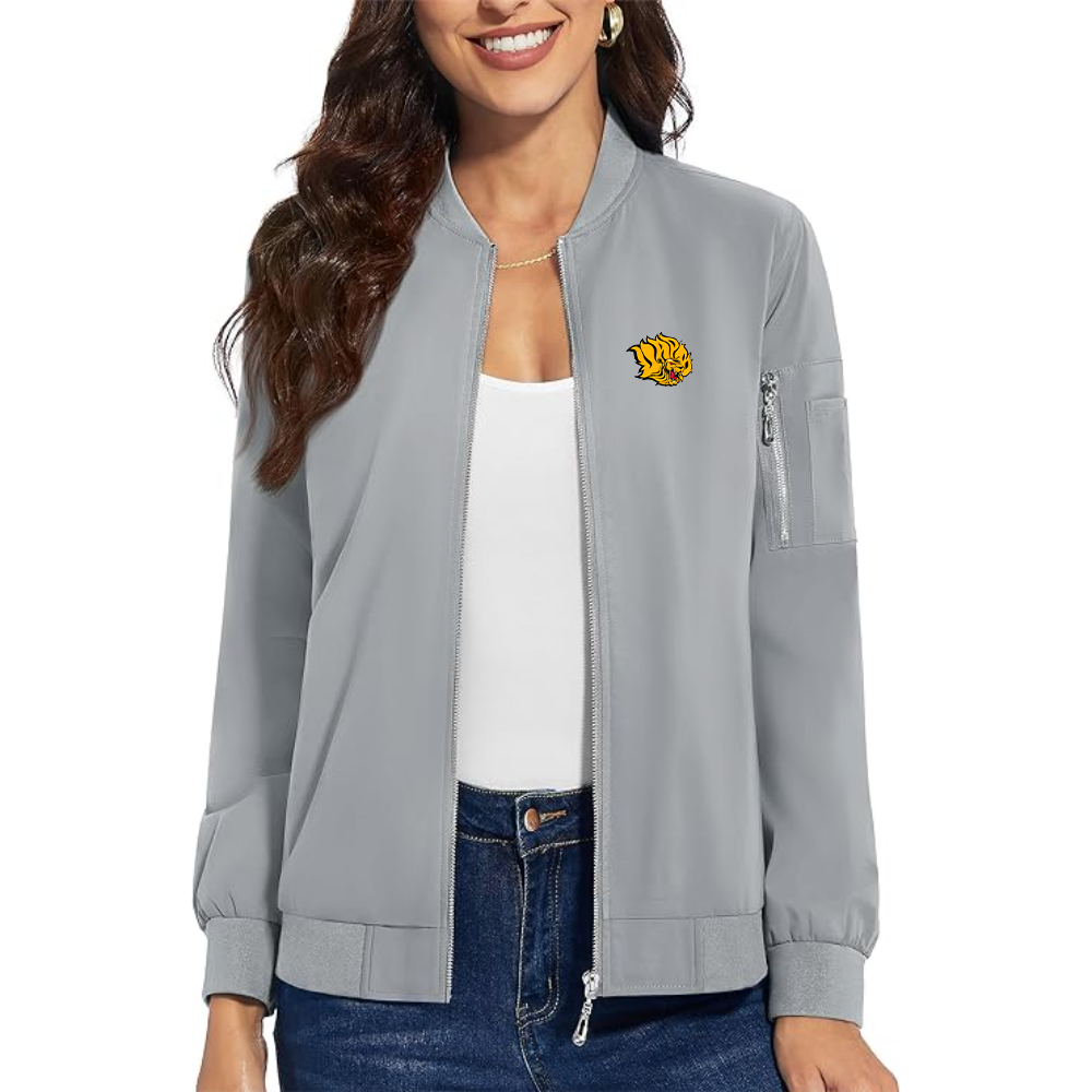 Women's  Arkansas PB Golden Lions Premium Bomber Jacket with Polished Detailing and Functional Sleeve Pocket Modern Luxury Outerwear