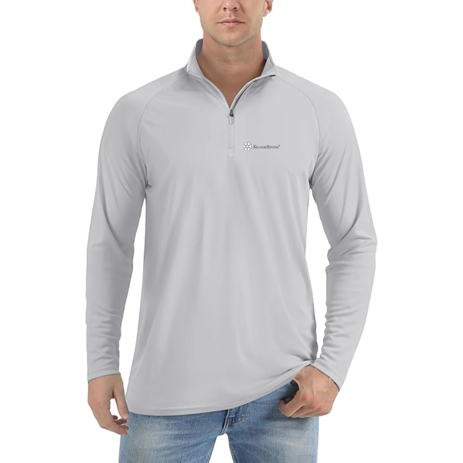 Men's SilverStone Logo Lightweight Quarter-Zip Athletic Shirt Long Sleeve Performance Wear