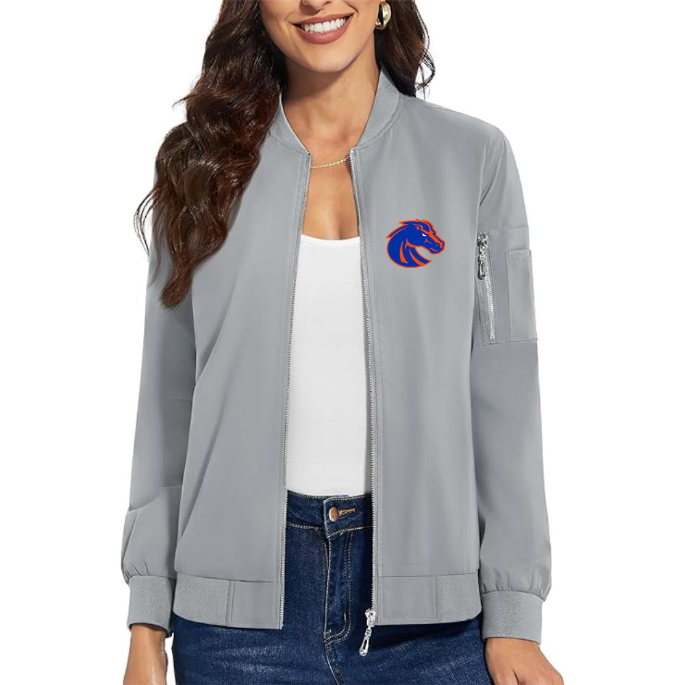 Women's Boise State Broncos  Premium Bomber Jacket with Polished Detailing and Functional Sleeve Pocket Modern Luxury Outerwear