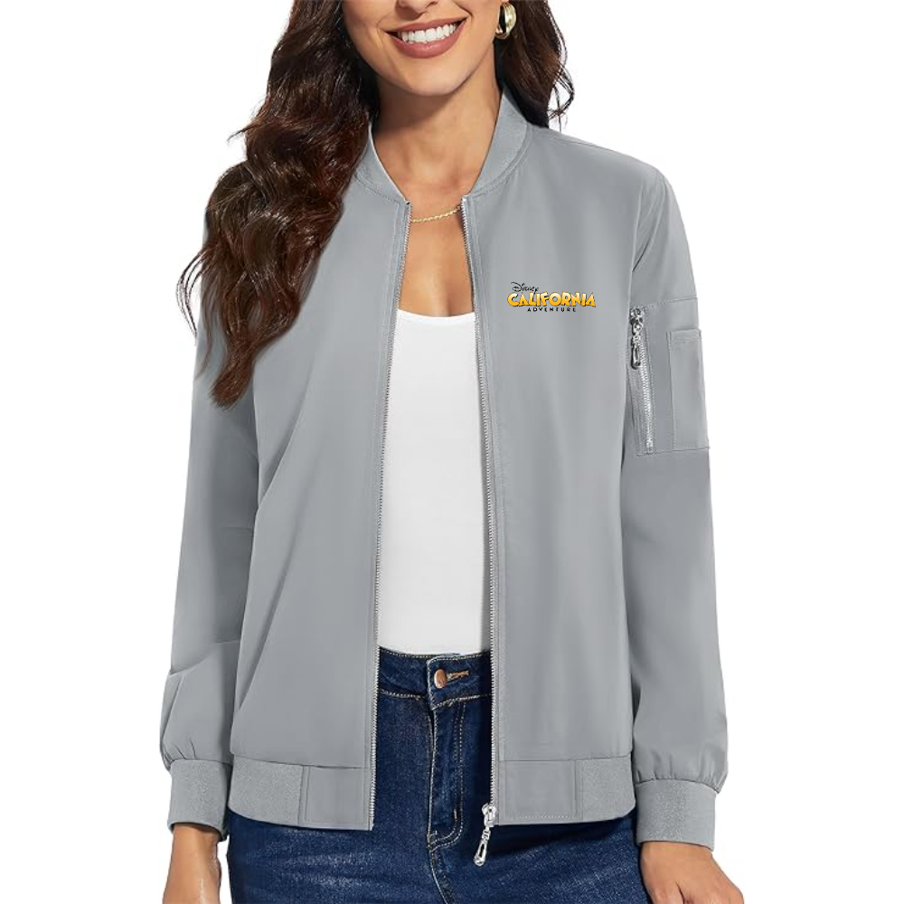 Women's Disney California Adventure Premium Bomber Jacket with Polished Detailing and Functional Sleeve Pocket Modern Luxury Outerwear
