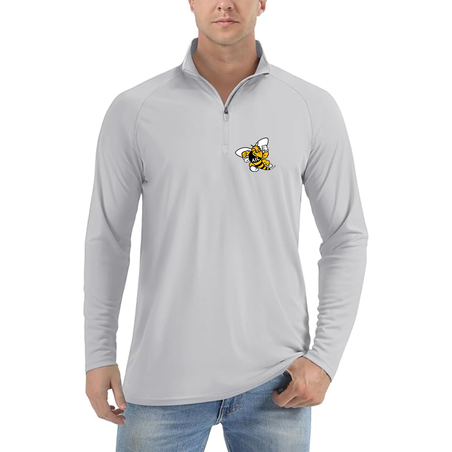 Men's AIC Yellow Jackets   Lightweight Quarter-Zip Athletic Shirt Long Sleeve Performance Wear