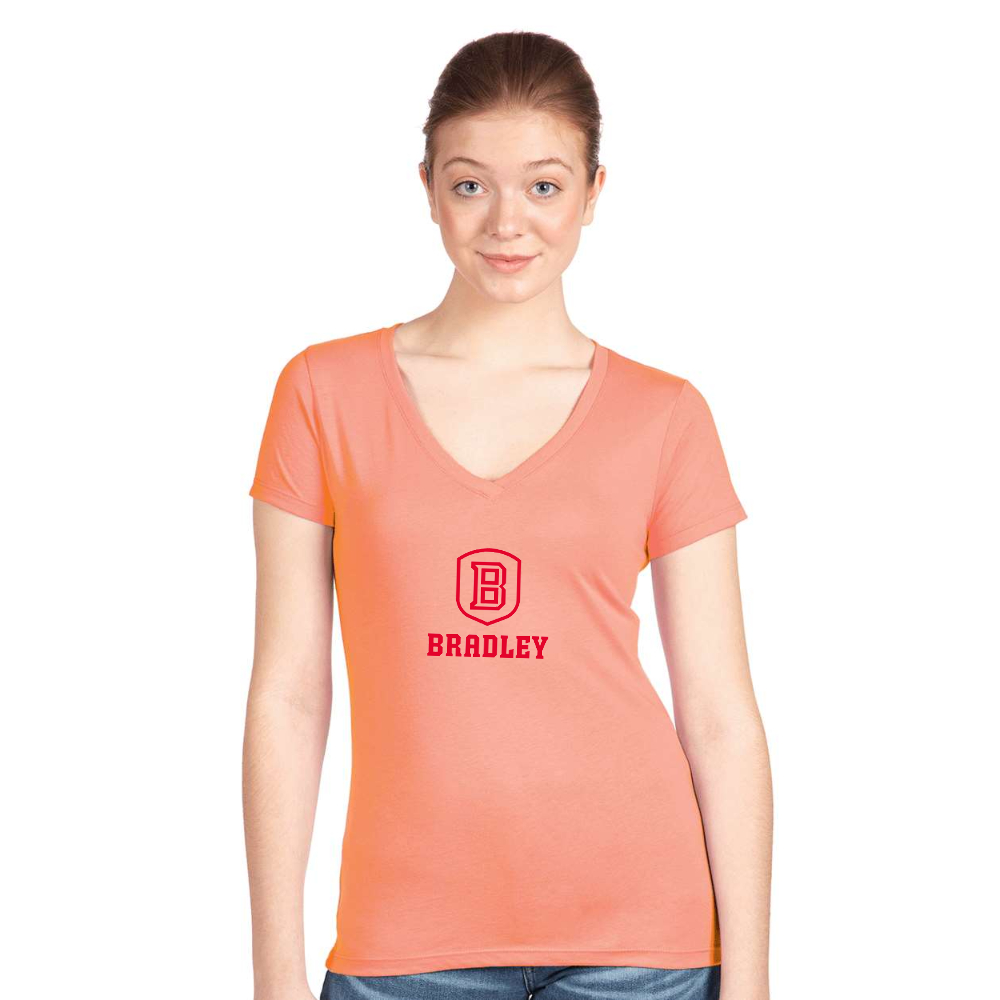 Women's Bradley Braves  Next Level V-Neck T-Shirt