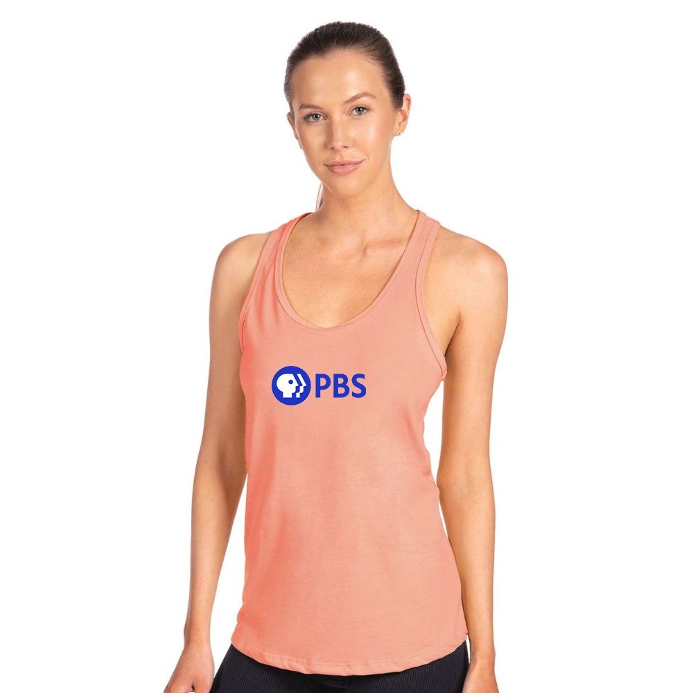 Women's PBS Blue  Next Level Ideal Racerback Tank