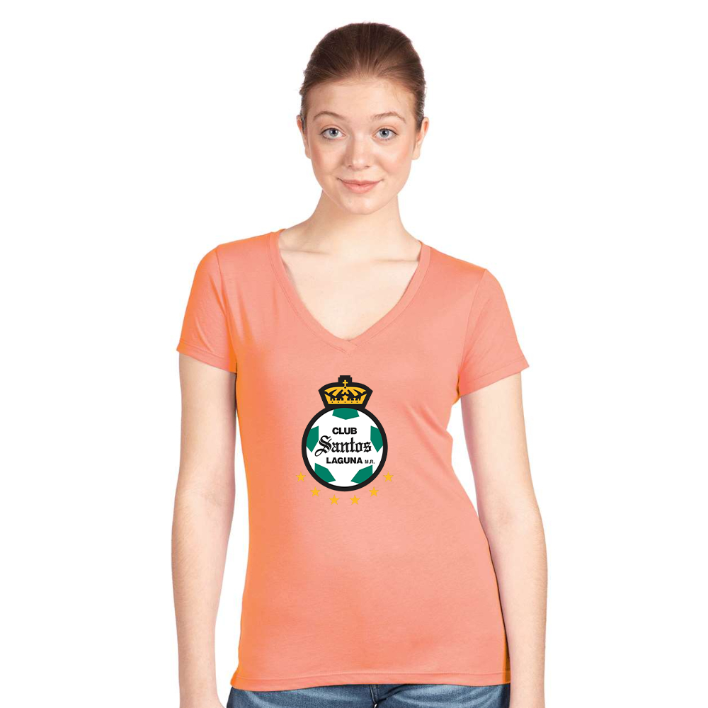 Women's Santos Laguna Soccer  Next Level V-Neck T-Shirt