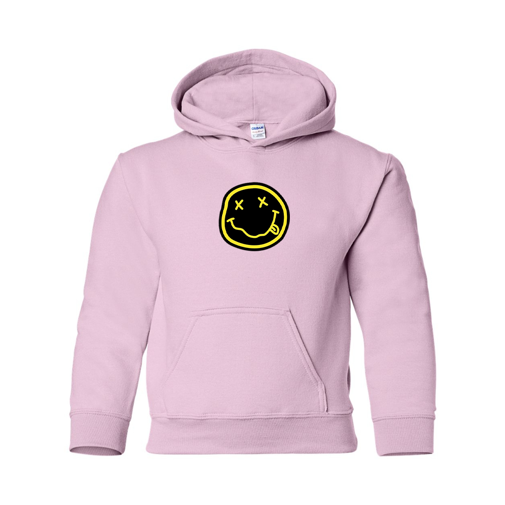 Youth Nirvana Yellow and Black Face Gildan Heavy Blend  Hooded Sweatshirt