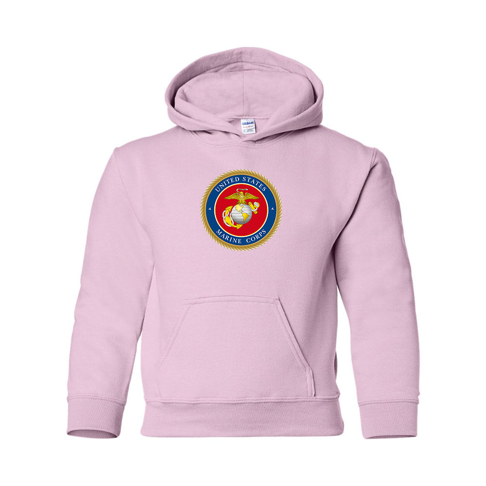 Youth  USMC Emblem Gildan Heavy Blend  Hooded Sweatshirt