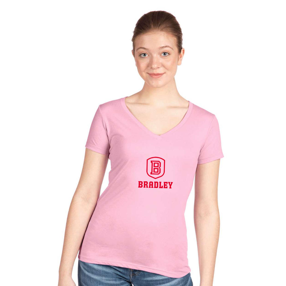 Women's Bradley Braves  Next Level V-Neck T-Shirt