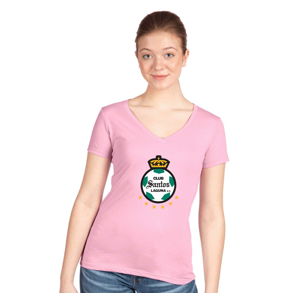 Women's Santos Laguna Soccer  Next Level V-Neck T-Shirt