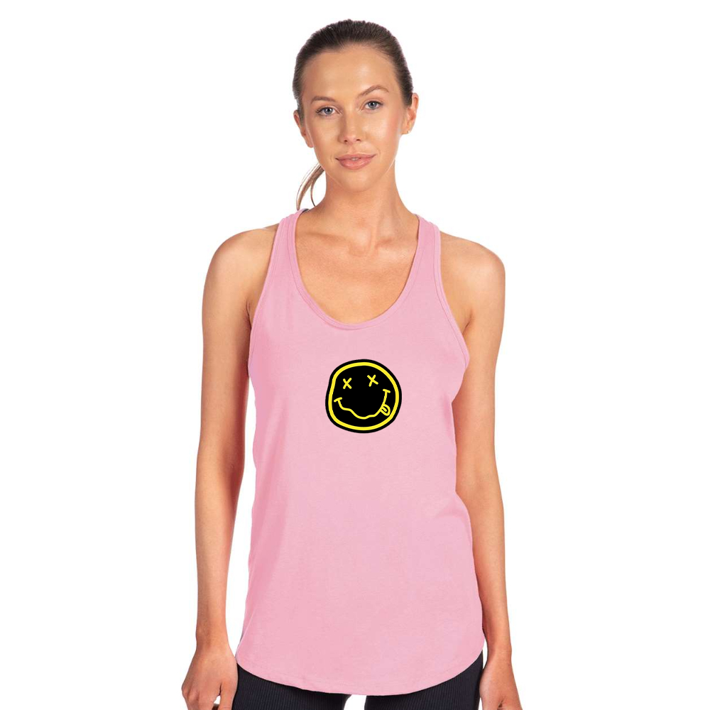 Women's Nirvana Yellow and Black Face Next Level Ideal Racerback Tank