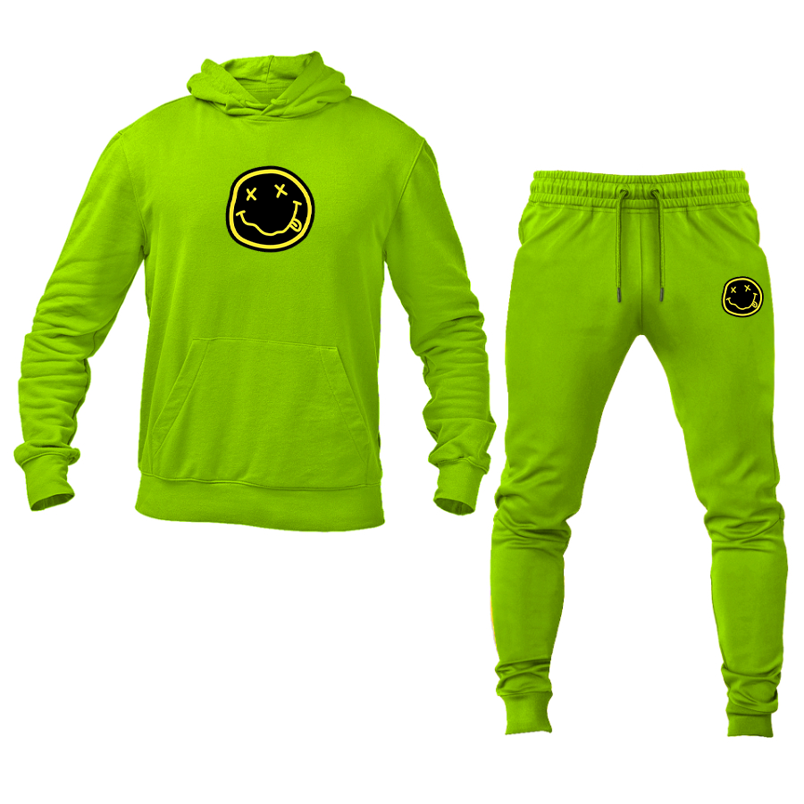Men's  Nirvana Yellow and Black Face  Hoodie Joggers Set