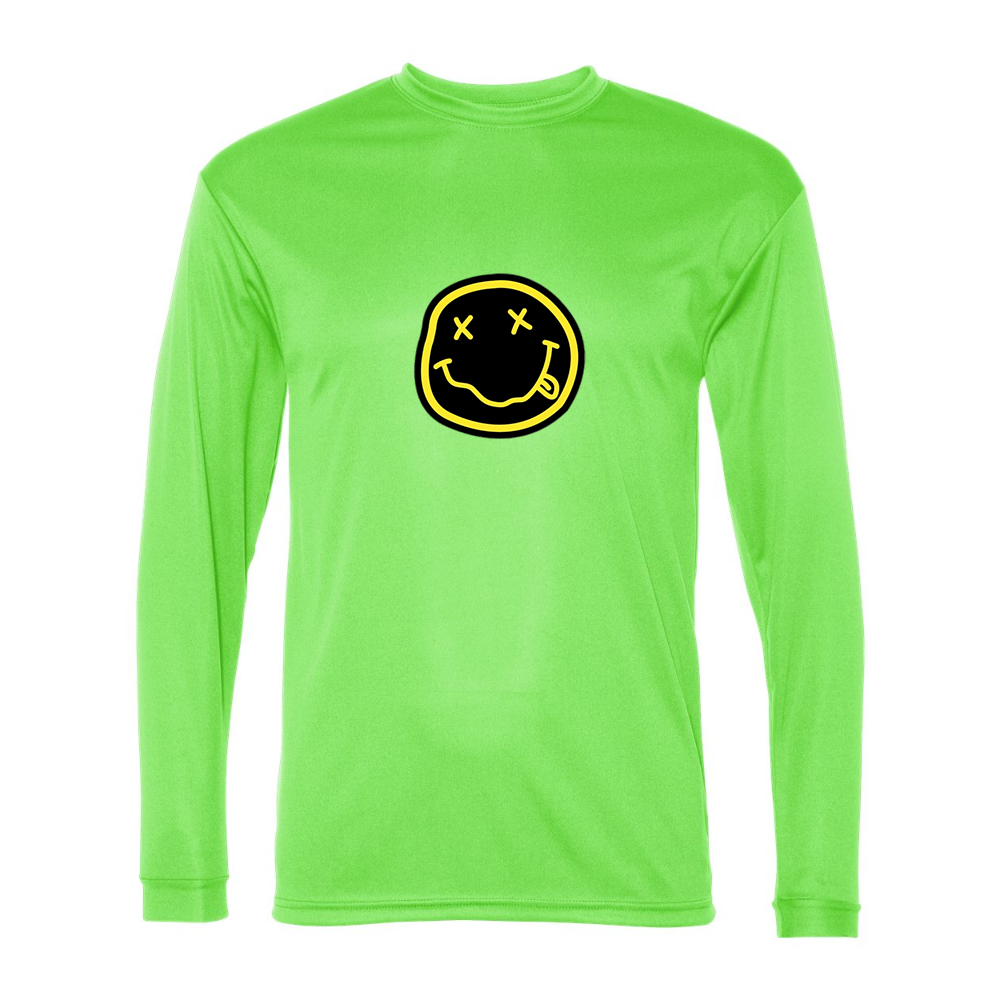 Men's Nirvana Yellow and Black Face Performance Long Sleeve T-Shirt