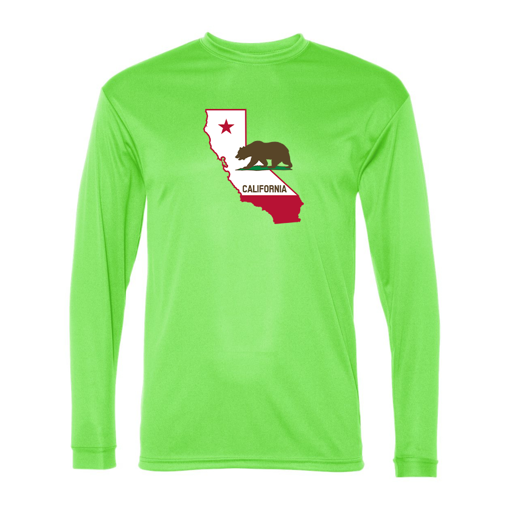 Men's  California Bear Map Performance Long Sleeve T-Shirt