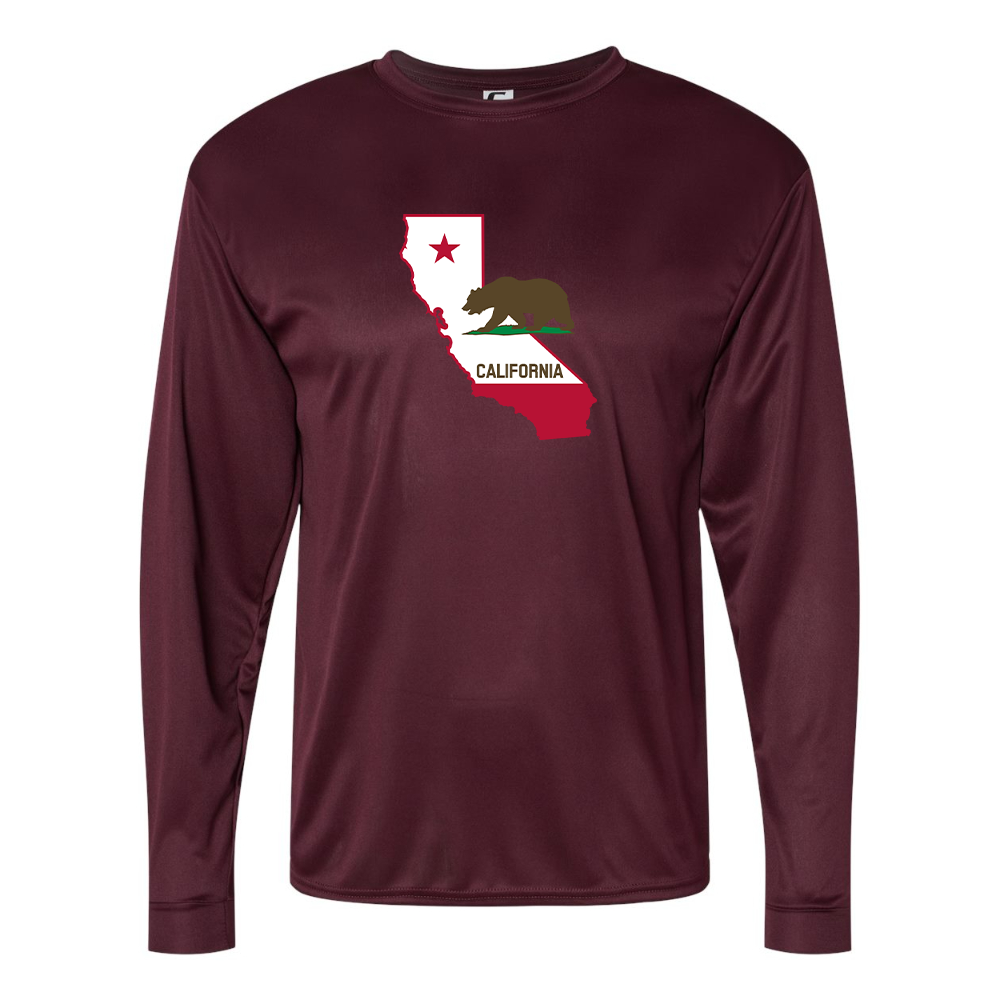 Men's  California Bear Map Performance Long Sleeve T-Shirt
