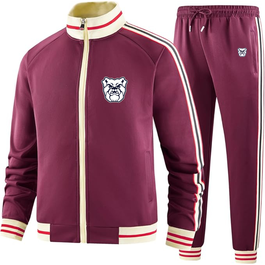 Men's Butler Bulldogs  Two Piece Designer Tracksuit with Bold Striped Accents and Zippered Front Elevated Athletic
