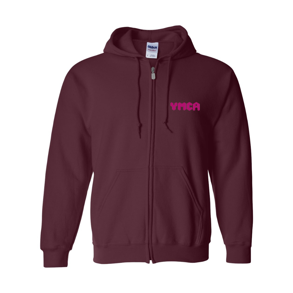 Men's YMCA Mauve Gildan  Heavy Blend Full Zip Hooded Sweatshirt