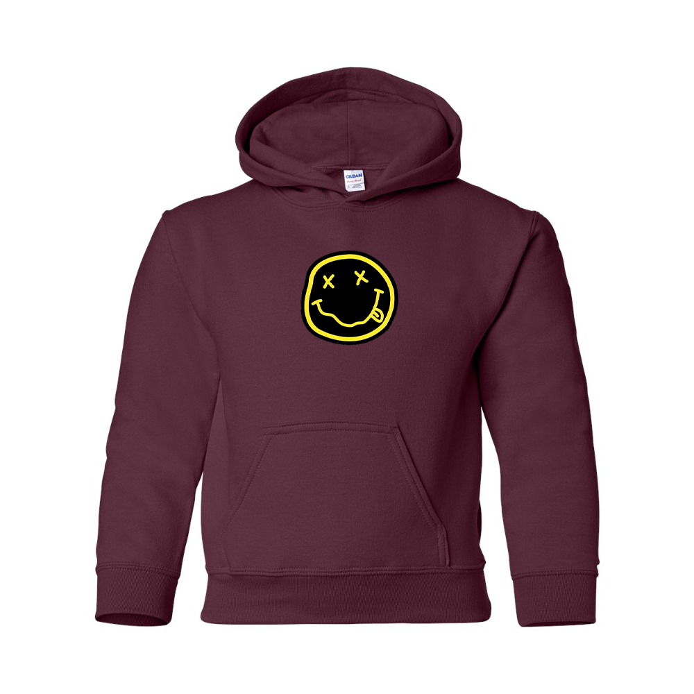 Youth Nirvana Yellow and Black Face Gildan Heavy Blend  Hooded Sweatshirt