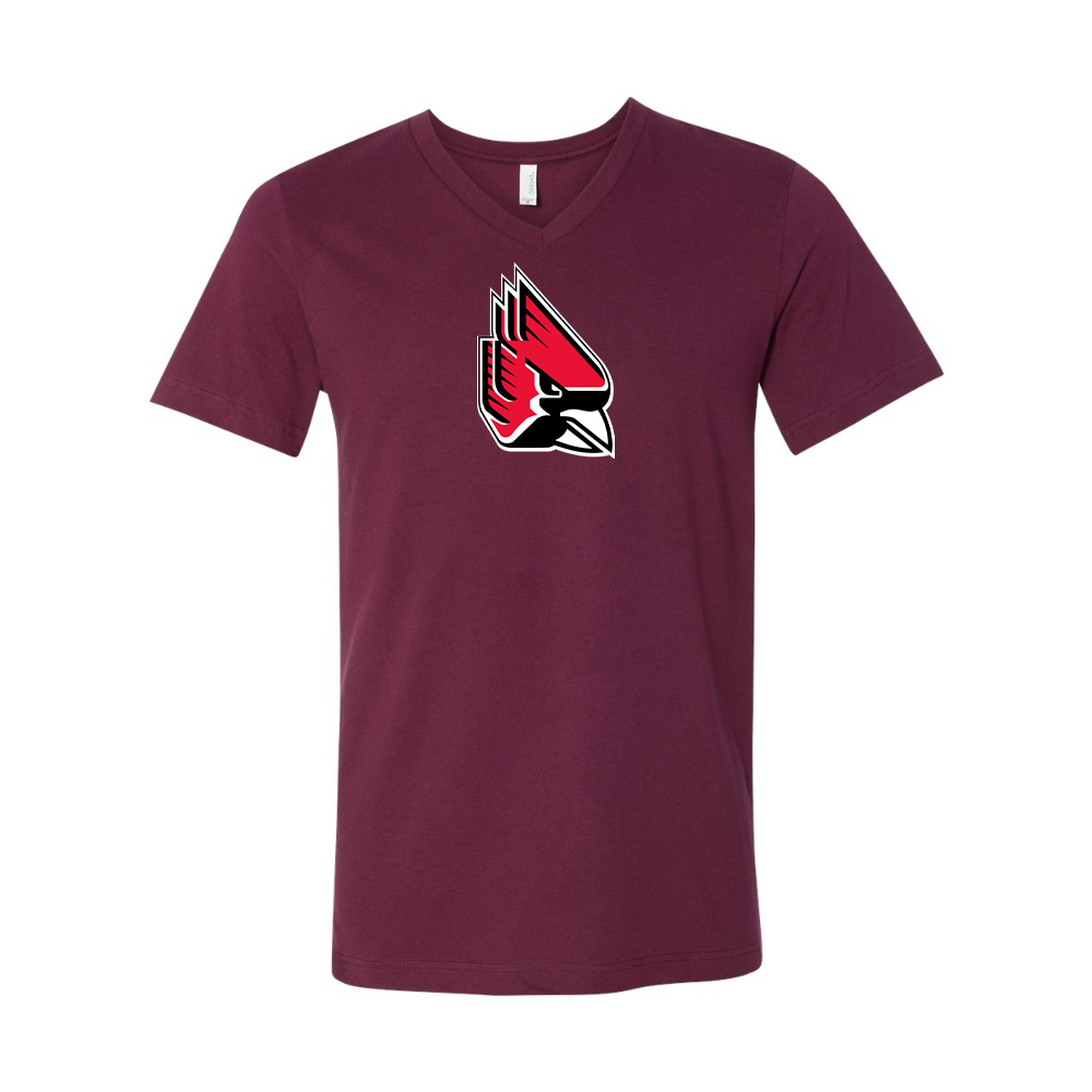 Ball State Cardinals BELLA  CANVAS - Jersey V-Neck T-Shirt