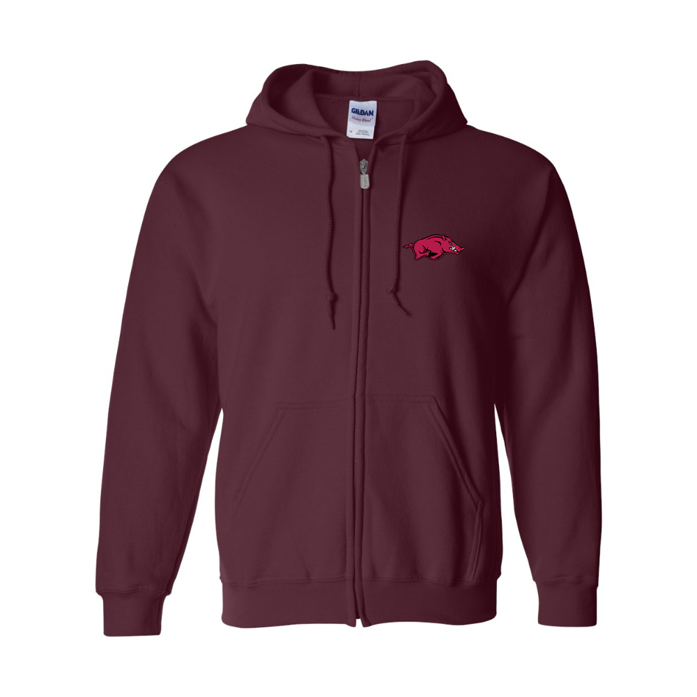 Men's Arkansas Razorbacks Gildan  Heavy Blend Full Zip Hooded Sweatshirt