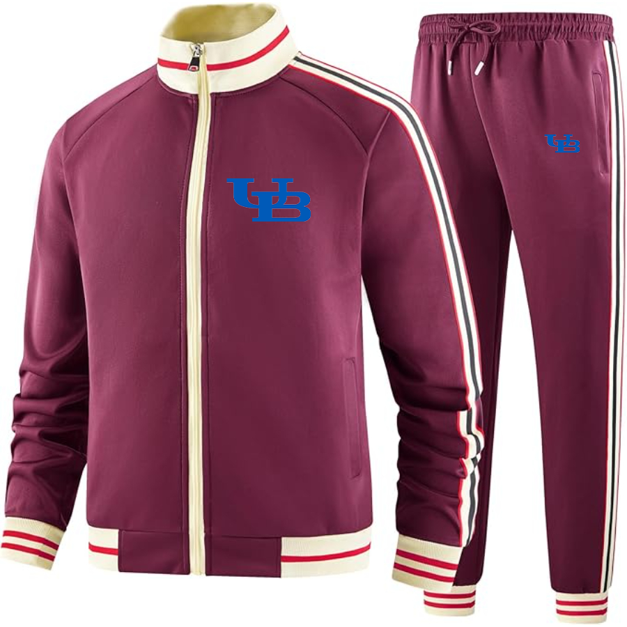 Men's Buffalo Bulls  Two Piece Designer Tracksuit with Bold Striped Accents and Zippered Front Elevated Athletic