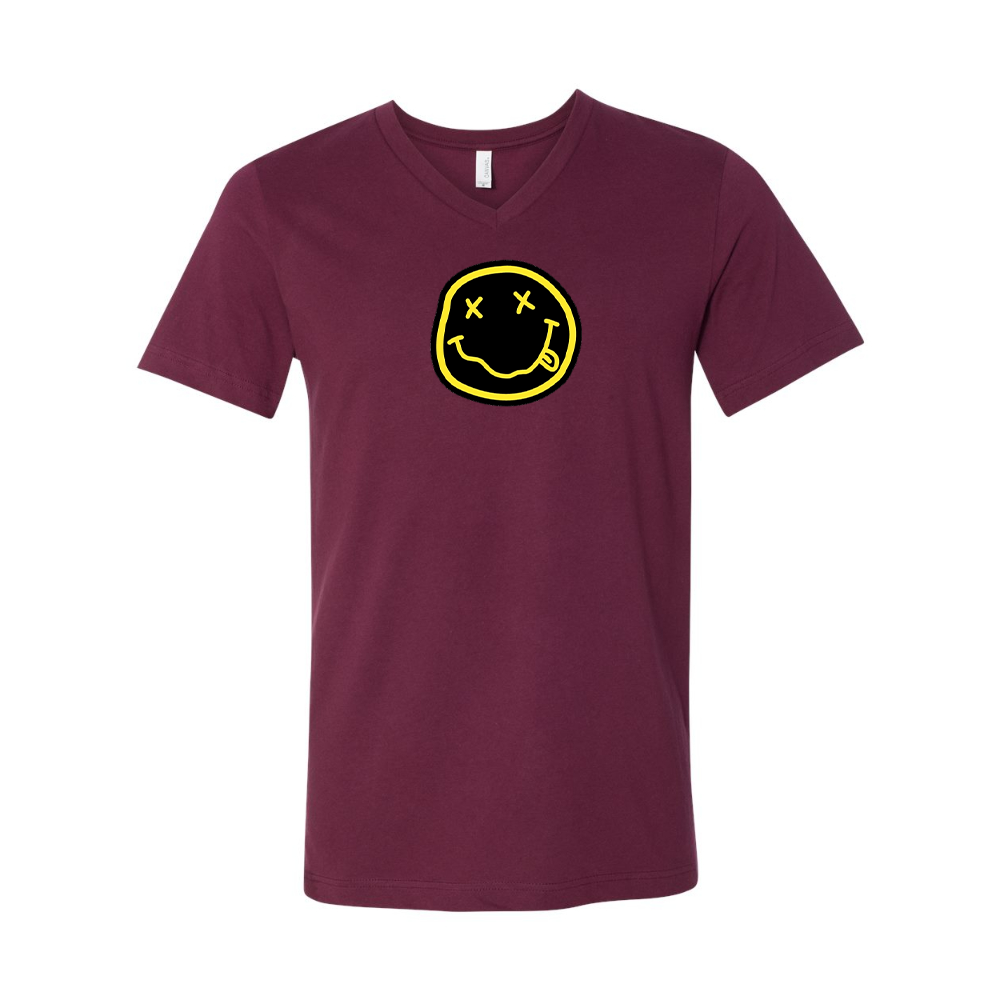 Nirvana Yellow and Black Face BELLA  CANVAS - Jersey V-Neck T-Shirt